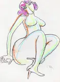 Constantin Piliuță, Nud, cărbune și ceracolor pe hârtie