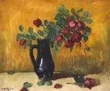 Trandafiri roșii by Leon Biju, ulei pe pânză, sold Sep 2024