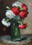 Constantin Păun, Garoafe, ulei pe carton