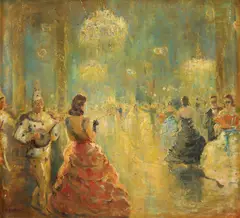 Nicolae Furduescu, Seară de bal mascat, ulei pe carton