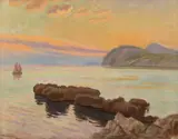 Cornel Minişan, Corabie la apus, 1929, ulei pe carton