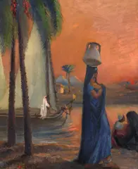 Egipt by Leon Biju, 1938, ulei pe carton, sold Sep 2024