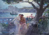 Dimitrie Florian, Poveste de dragoste (Nimfă și faun), ulei pe carton