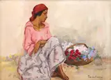 Apostol Mănciulescu, Florăreasă, ulei pe carton