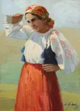 Gheorghe Sarbu, Țărăncuță, ulei pe carton