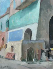 Stradă din Saint Tropez by Paul Scorţescu, 1928, ulei pe carton, sold Sep 2024