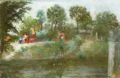 Nicolae Gropeanu, Peisaj din Franța, pastel pe hârtie lipită pe carton