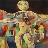 Harry Guttman, Personaj suprarealist, 1975, ulei pe pânză
