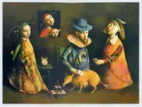 Georges Mazilu, Jeu de cartes avec tatou, cromolitografie
