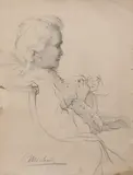 Ottilia Michail-Oteteleşanu, Regina Elisabeta a României, 1911, creion pe hârtie