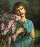 Béla Zsigmond, Fetiță cu liliac, ulei pe pânză