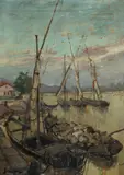 Gheorghe Sarbu, Bărci la Sfântu Gheorghe, ulei pe carton