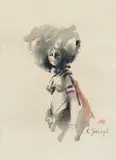 Radu Darânga, Eleganță, acuarelă și ceracolor pe hârtie