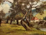 Ioan Papazoglu, Vedere din Rucăr, 1966, ulei pe carton