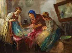 La croitoreasă by Antal Péczely, ulei pe pânză, sold Sep 2024