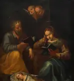 Sfânta familie by sec. Xix Școală Italiană, ulei pe pânză, sold Sep 2024