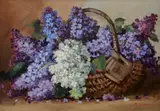 Petre Bărcănescu, Coș cu liliac, ulei pe carton