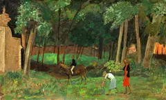 Grégoire Michonze, Prin pădure (Sfânta familie), 1962, ulei pe pânză