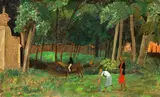Grégoire Michonze, Prin pădure (Sfânta familie), 1962, ulei pe pânză