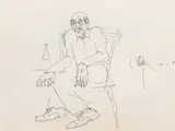 Constantin Piliuță, Introspecție (Autoportret), 1993, tuș pe hârtie