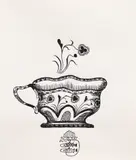 Ștefan Câlția, Vas cu flori, 2013, tuș pe hârtie