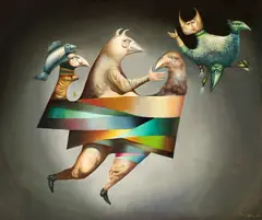 Opportunités by Jules Perahim, 1980, ulei pe pânză, sold Jul 2024
