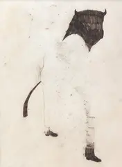 Standing Minotaur by Benjamin Parker, grafit și accente de ulei pe hârtie, offered Jul 2024