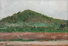 Mihai Cismaru, Deal la Oprești, 1986, ulei pe pânză