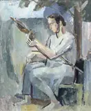 Traian Brădean, Torsul lânii (Autoportret), 1978, ulei pe pânză