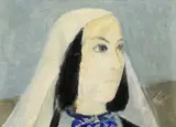 Mireasă by Constantin Piliuță, începutul anilor '60, ulei pe carton, sold Jul 2024