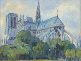 Corina Lecca Pârvulescu, Notre Dame de Paris la amiază, 1970, ulei pe carton