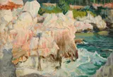 Faleză la Nisa by Constantin Isachie Popescu, ulei pe carton, sold Jul 2024