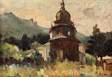 Aurel Băeșu, Biserica din Fălticeni, ulei pe carton