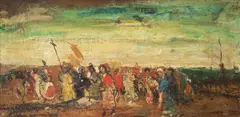 Procesiune în Bretania by Francisc Gall, ulei pe lemn, sold Jul 2024