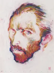 Thinking of Van Gogh by Manuell Mănăstireanu, 2019, pastel pe hârtie, sold Jul 2024