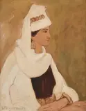 Spiru Vergulescu, Gunka în costum de Bojenți (Bulgaria), 1974, ulei pe pânză