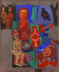 Ilie Boca, Fabulă, 1986, acrilic pe carton
