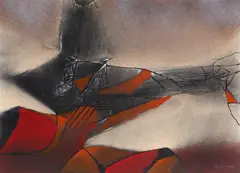 Paul Ackerman, Peisaj suprarealist, acuarelă și tuș pe hârtie