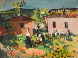 Bencho Obreshkov, The Yard in Karnobat (the artist's house), 1960, oil paints on paper