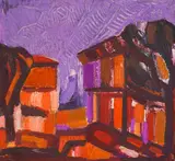 Genko Genkov, Orange houses, oil on canvas
