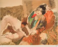 Jules Pascin, Model in the atelier, chromolithography