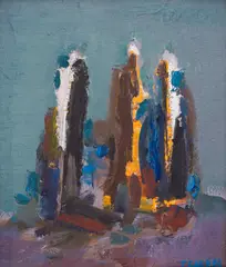 Georgy Baev, Starry Night, 1983, oil paints on plywood