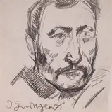 Genko Genkov, Portrait of the artist Vasil Valchev, 1980's, pencil on paper