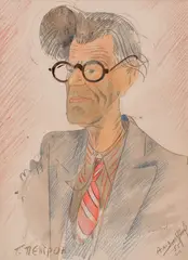 Portrait of T. Petrov by Alexander Dobrinov, 1955, coloured pencils and watercolour on paper, sold Jun 2024