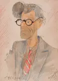 Alexander Dobrinov, Portrait of T. Petrov, 1955, coloured pencils and watercolour on paper