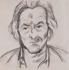 Vasil Valchev, Portrait of the artist Genko Genkov, 1980's, pencil on paper