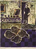 Pencho Balkanski, Self-portrait in the studio, 1970, monotype