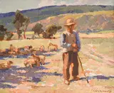 Georgi Karakashev, Shepherd, 1940's, oil on plywood
