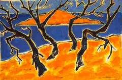 Pencho Balkanski, Snake Island, 1963, oil on paper