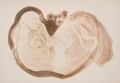 Rest by Dimitar Kazakov-Neron, 1962, ink wash on paper, sold Jun 2024